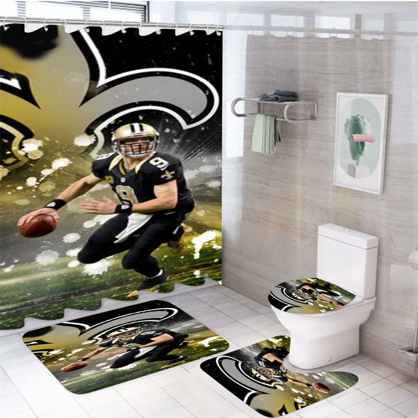 Drew Brees New Orleans Saints Nfl 4Pcs Bathroom Set Shower Curtain