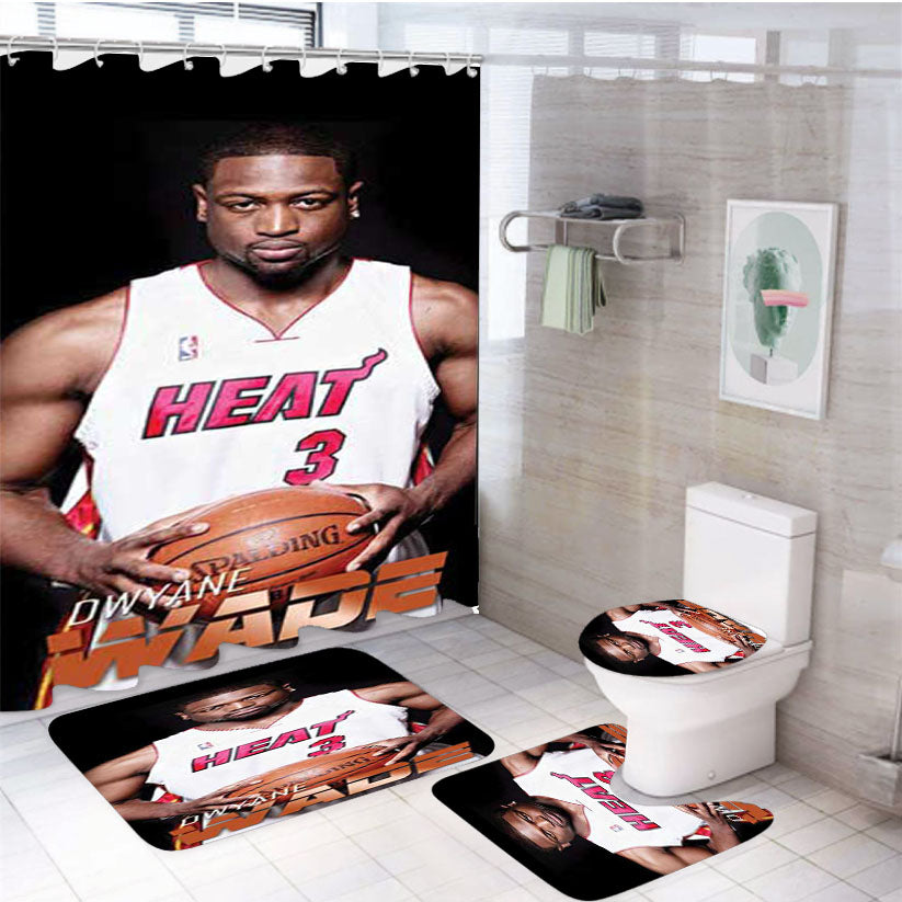 Dwyane Wade Basketball 4Pcs Bathroom Set Shower Curtain