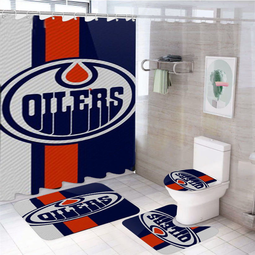 Edmonton Oilers Nhl Sport 4Pcs Bathroom Set Shower Curtain