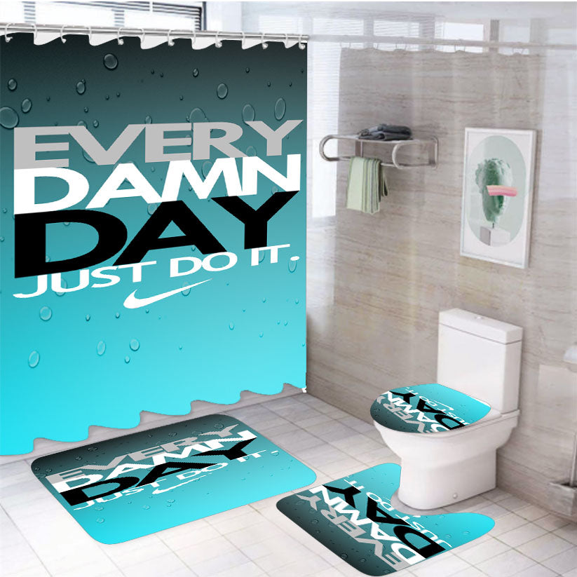 Every Damn Day Just Do It Nike Blue 4Pcs Bathroom Set Shower Curtain