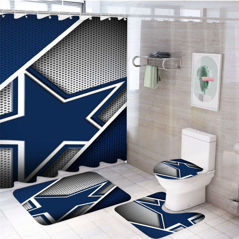 Fiber Blue Star Dallas Cowboys Logo 4Pcs Bathroom Set Shower Curtain