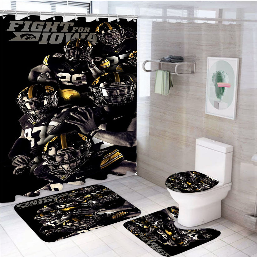 Fight For Iowa Hawkeyes Art 4Pcs Bathroom Set Shower Curtain