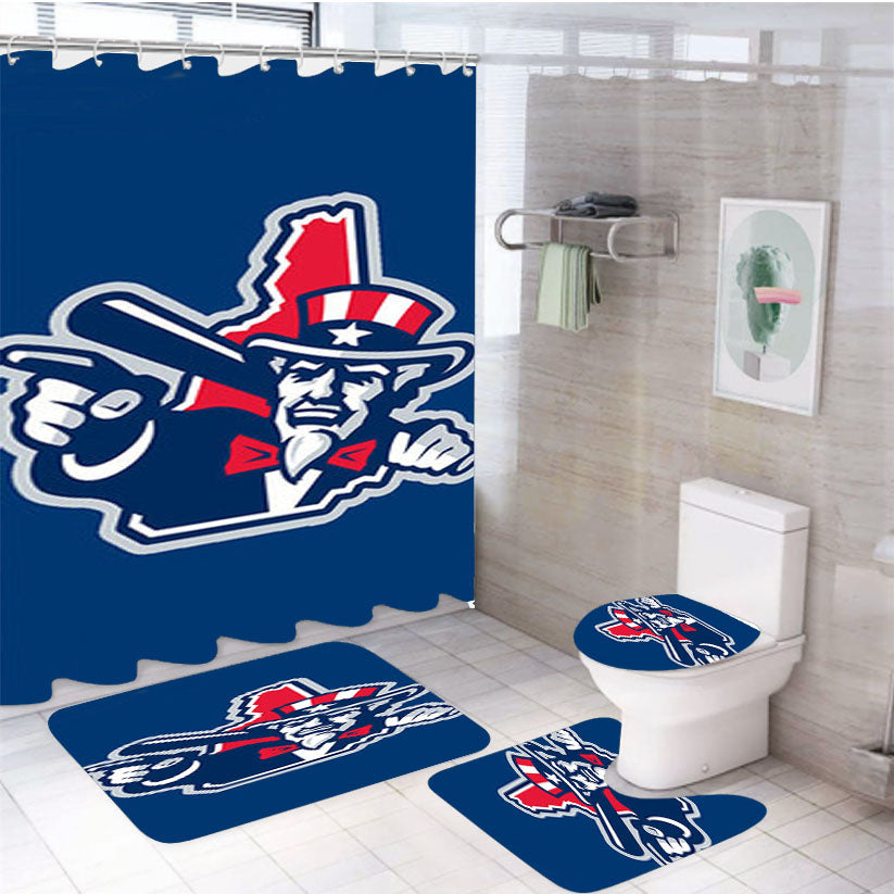 Fisher Cats Unclesam Baseball Logo Blue 4Pcs Bathroom Set Shower Curtain