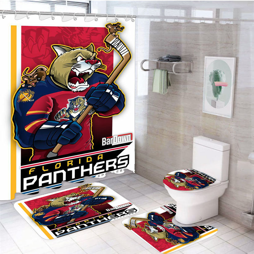Florida Panthers Hockey 4Pcs Bathroom Set Shower Curtain