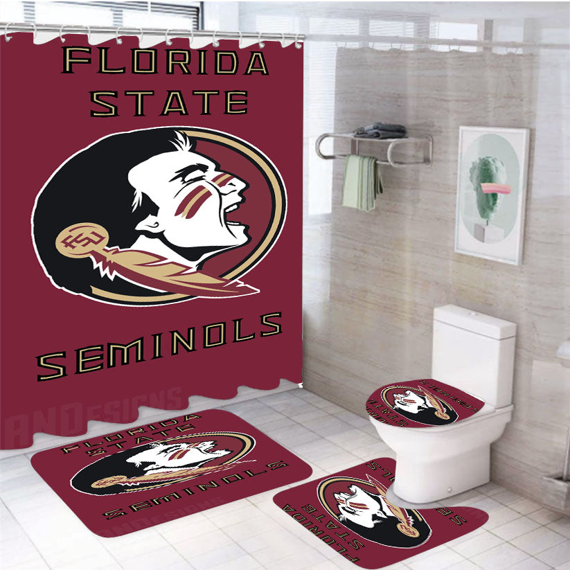 Florida State Fsu Football 3 4Pcs Bathroom Set Shower Curtain
