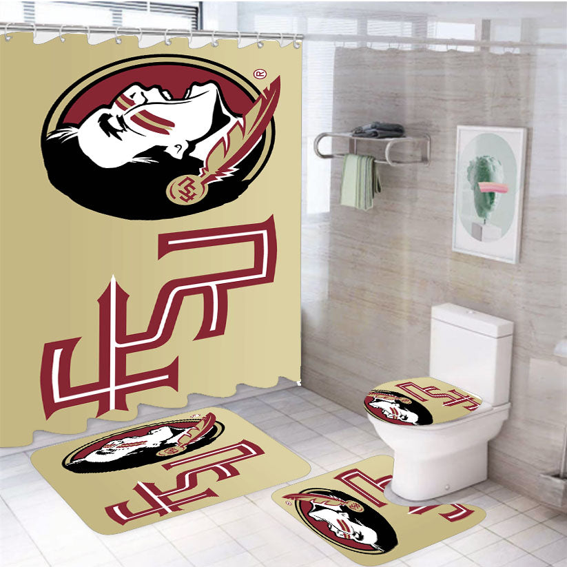 Florida State Fsu Football 4 4Pcs Bathroom Set Shower Curtain