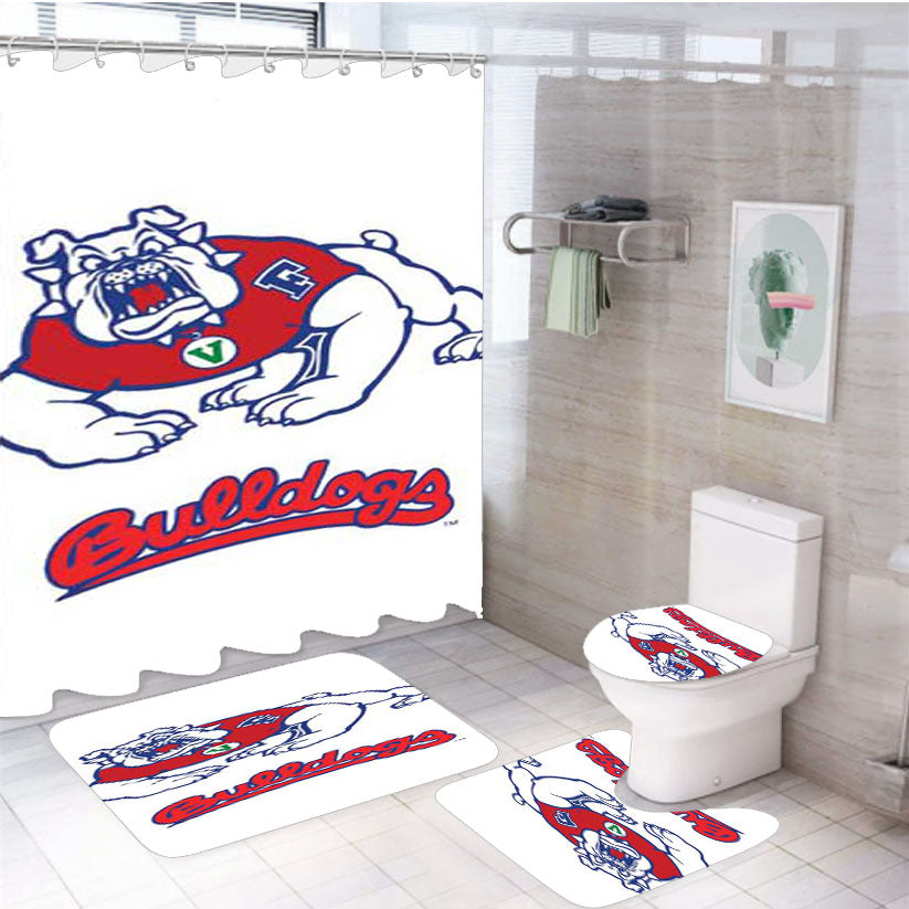 Fresno State Bulldogs Logo 4Pcs Bathroom Set Shower Curtain