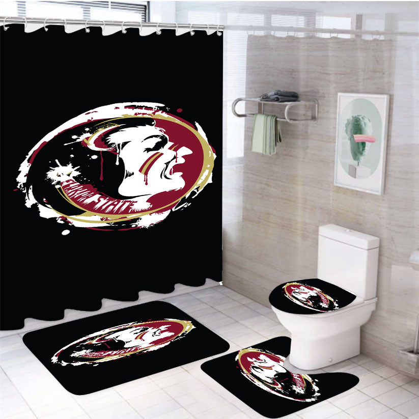 Fsu Florida State Seminols Logo Splat Art 4Pcs Bathroom Set Shower Curtain