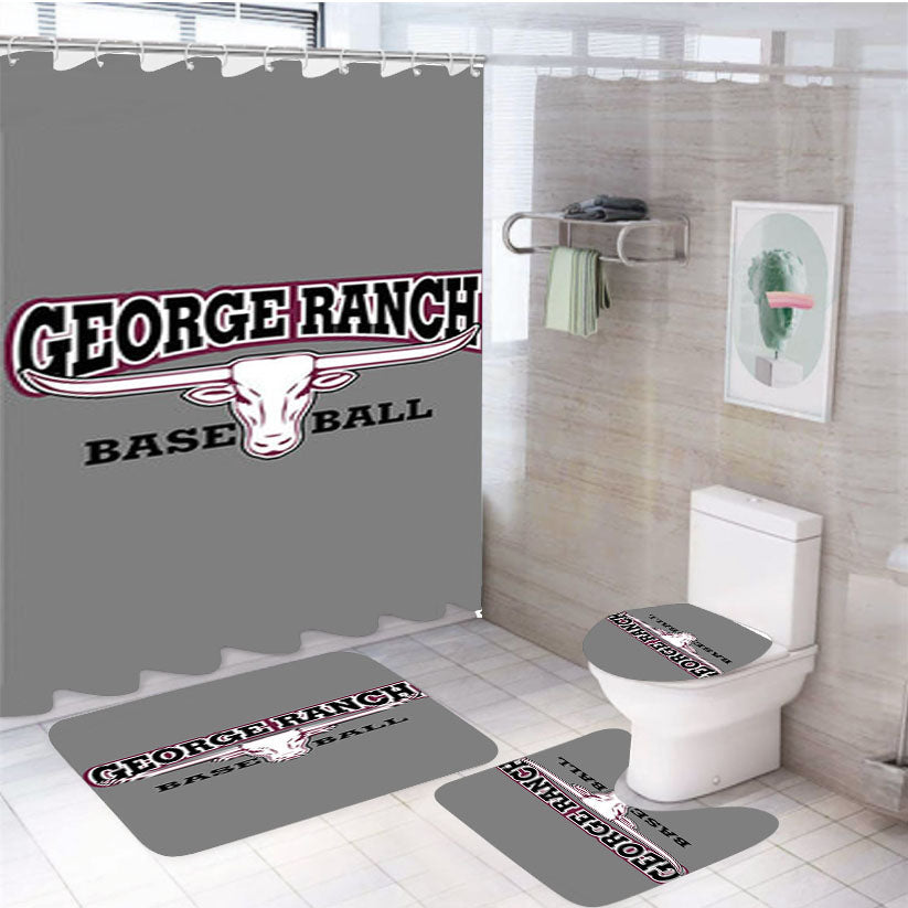 George Ranch Baseball Logo Gray 4Pcs Bathroom Set Shower Curtain