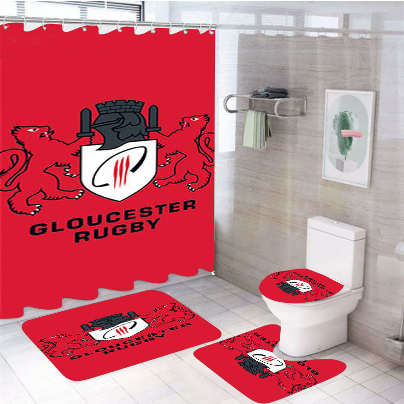 Gloucester Rugby Logo Red 4Pcs Bathroom Set Shower Curtain