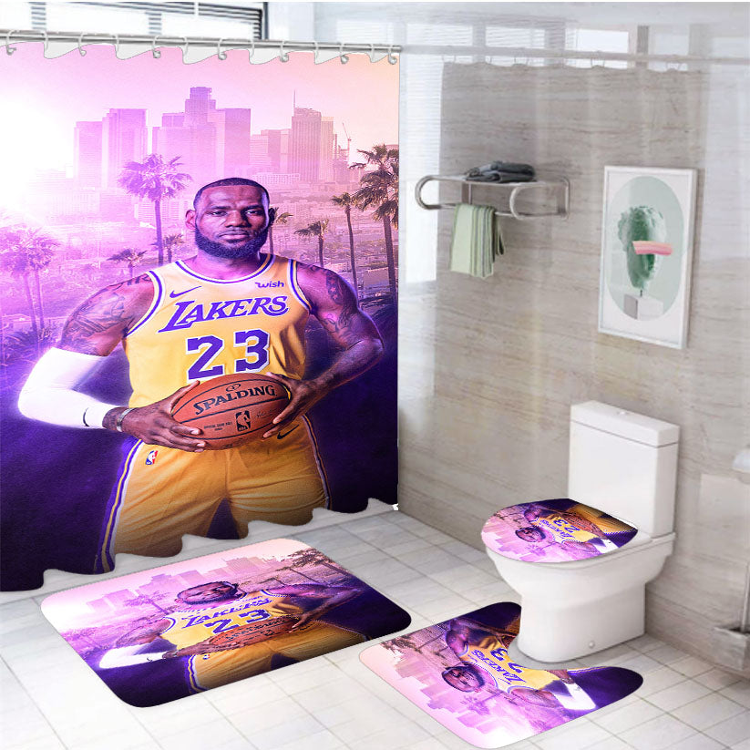 Glowing Lebron James 4Pcs Bathroom Set Shower Curtain