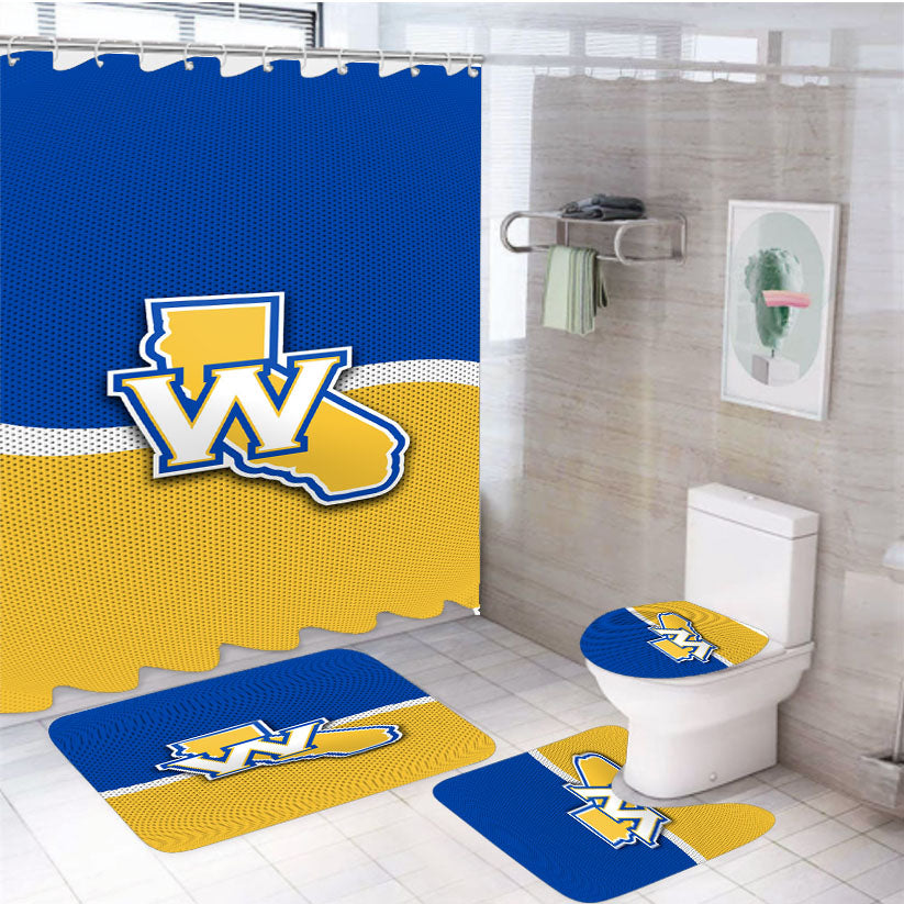 Golden State Warriors Basketball Logo 4Pcs Bathroom Set Shower Curtain