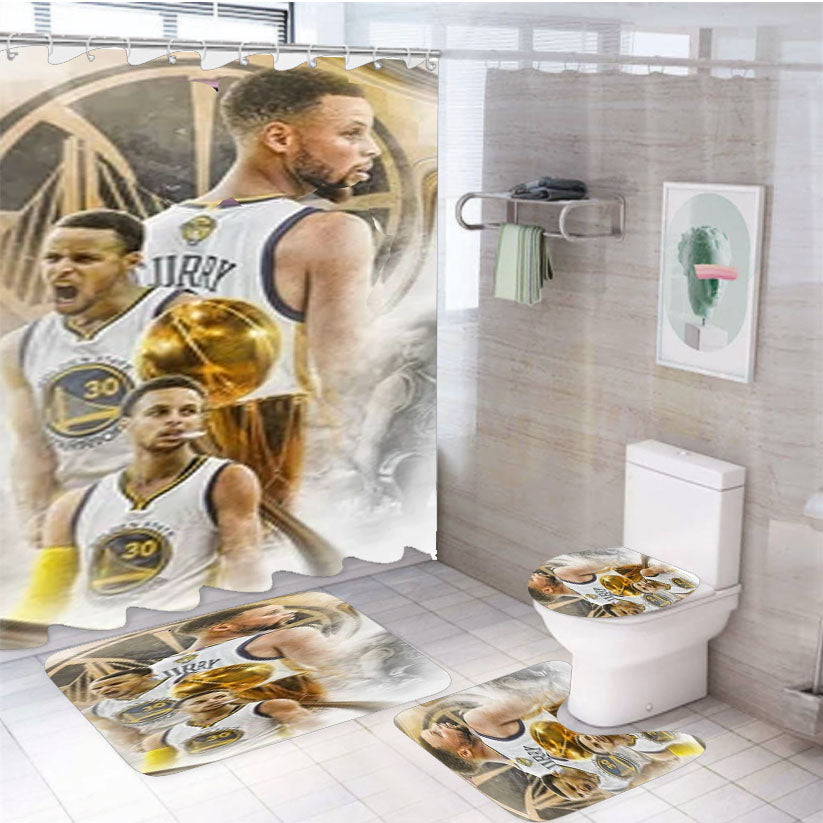 Golden State Warriors Curry Collages 4Pcs Bathroom Set Shower Curtain