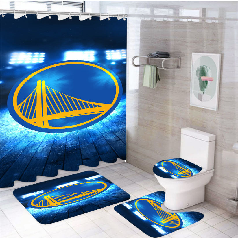 Golden State Warriors Logo Nba Sports Art Illustration 4Pcs Bathroom Set Shower Curtain