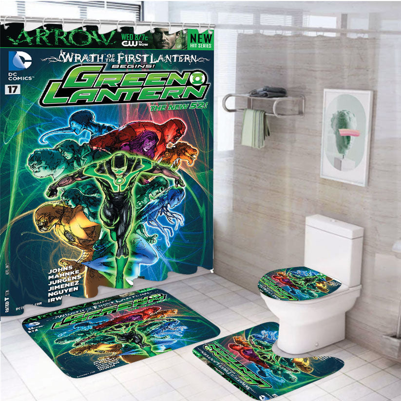 Green Lantern Hal Jordan 4Pcs Bathroom Set Shower Curtain