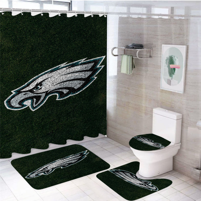 Green Philadelphia Eagles Logo 4Pcs Bathroom Set Shower Curtain