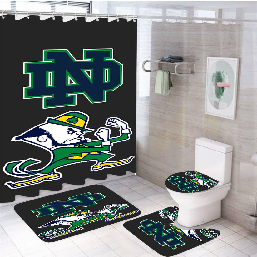 Grey Notre Dame Fighting Irish 4Pcs Bathroom Set Shower Curtain