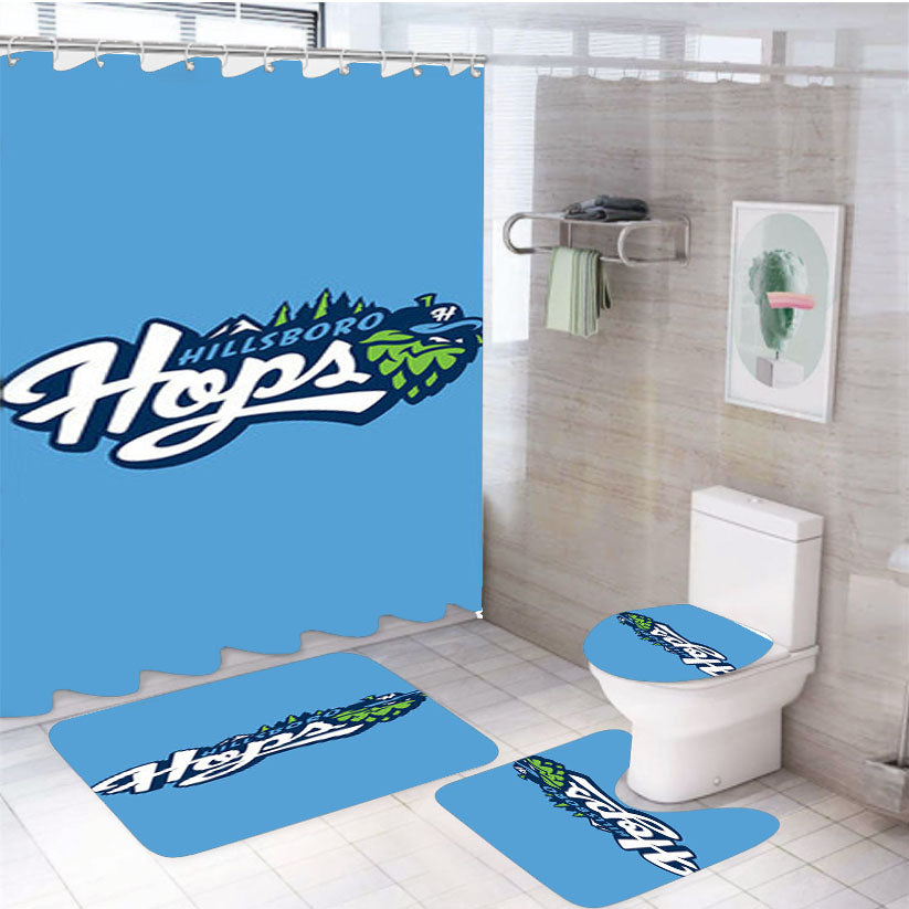 Hillsboro Hops Baseball Logo Blue 4Pcs Bathroom Set Shower Curtain