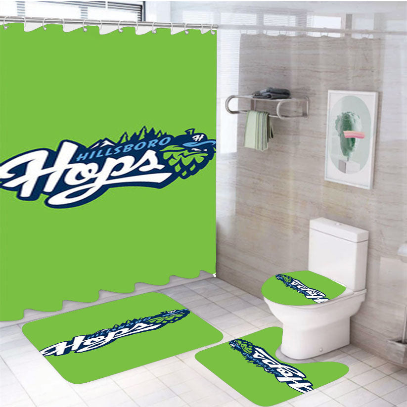 Hillsboro Hops Baseball Logo Gren 4Pcs Bathroom Set Shower Curtain