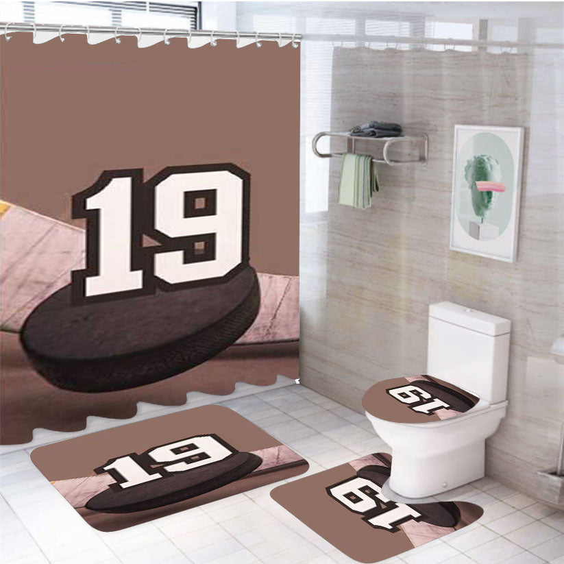 Hockey 4Pcs Bathroom Set Shower Curtain