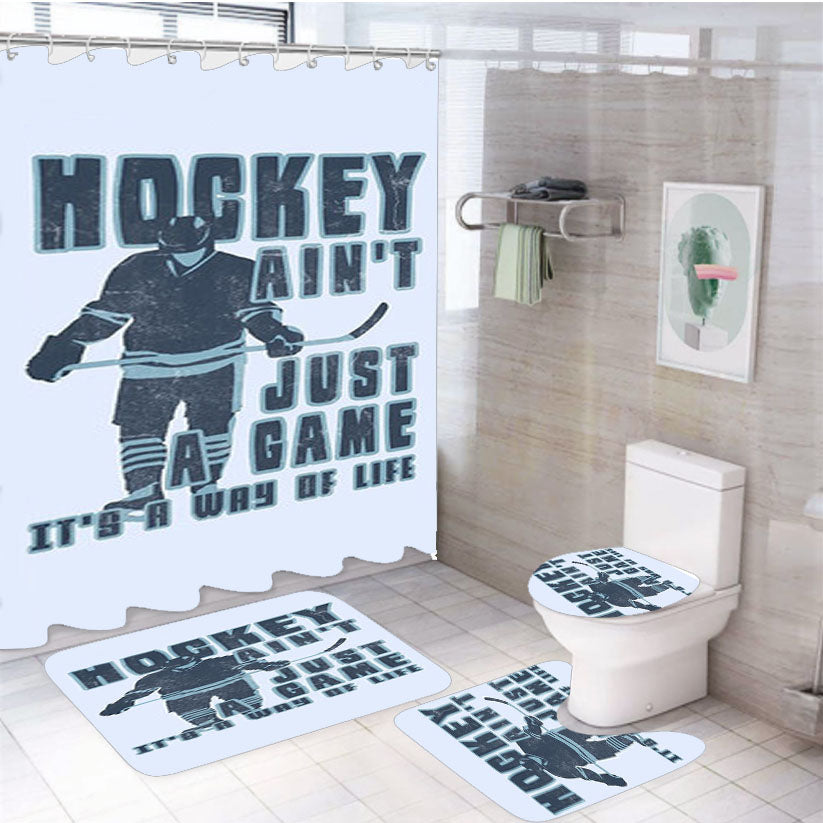 Hockey Ain'T Just A Game 4Pcs Bathroom Set Shower Curtain