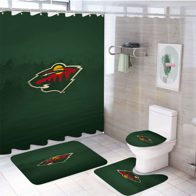 Hockey Nhl Logo 4Pcs Bathroom Set Shower Curtain