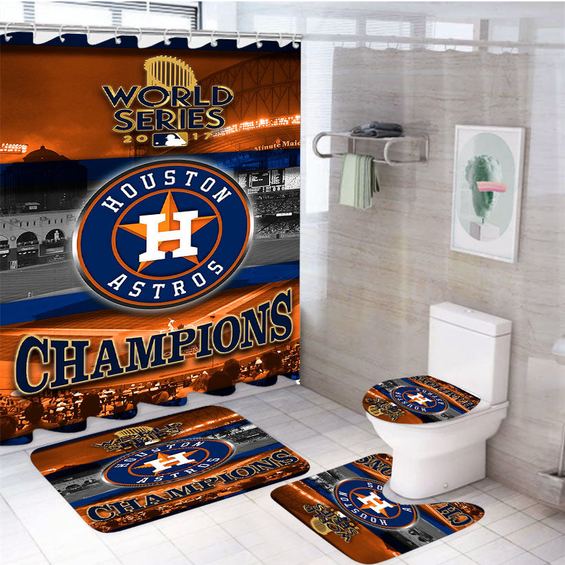 Houston Astros Champion World Series 4Pcs Bathroom Set Shower Curtain