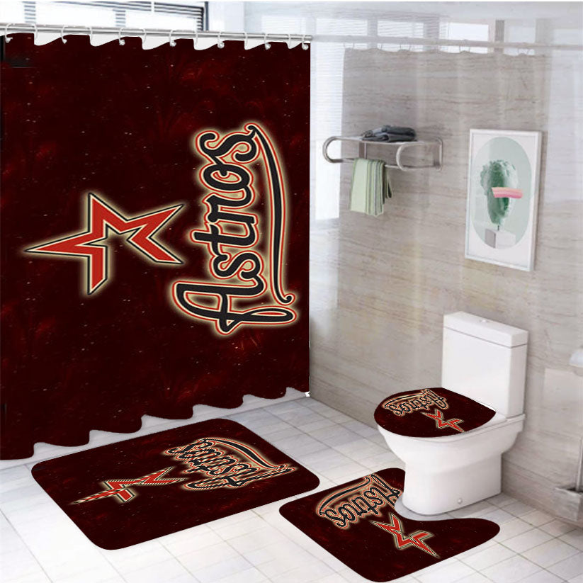 Houston Astros In Galaxy 4Pcs Bathroom Set Shower Curtain