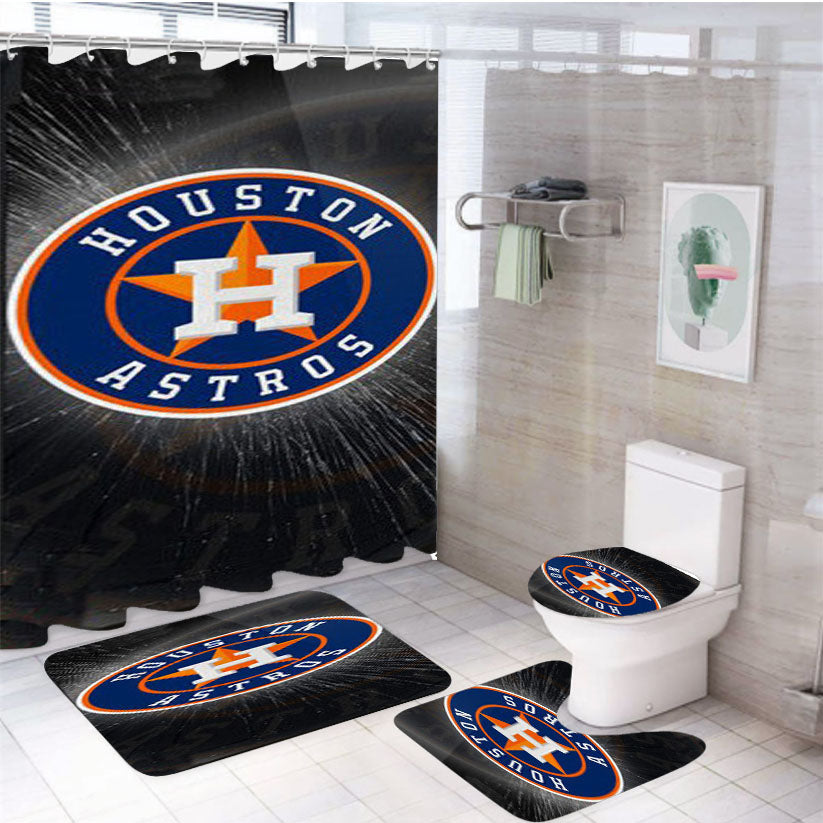 Houston Astros Mlb Sport Logo 4Pcs Bathroom Set Shower Curtain