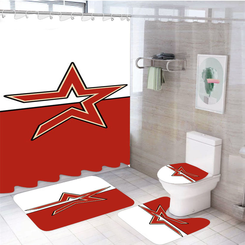 Houston Astros New 4Pcs Bathroom Set Shower Curtain