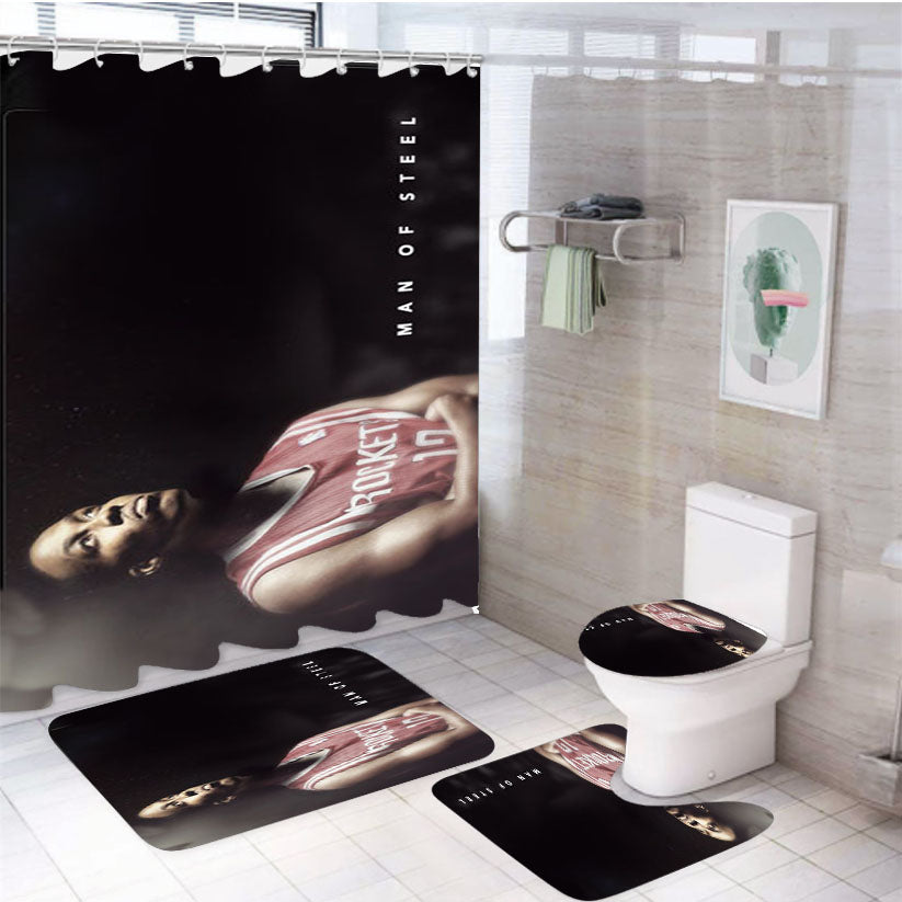 Houston Rockets Man Of Steel 4Pcs Bathroom Set Shower Curtain