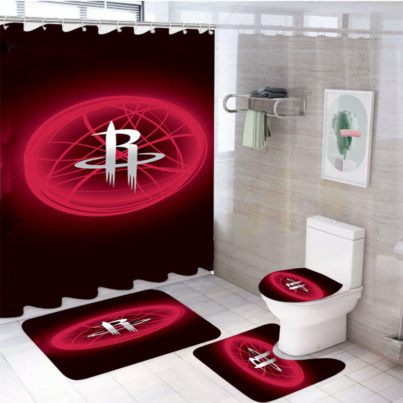 Houston Rockets Symbol 4Pcs Bathroom Set Shower Curtain
