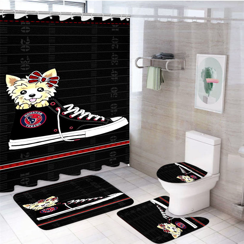 Houston Texans High Waist And Dog 4Pcs Bathroom Set Shower Curtain
