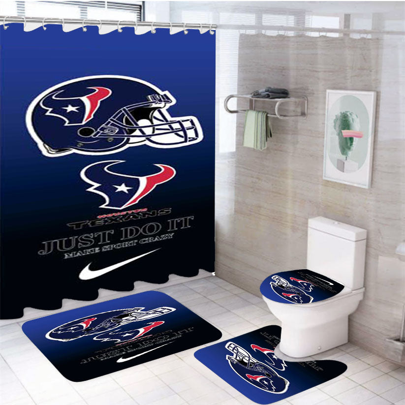 Houston Texans Make Sport Crazy 4Pcs Bathroom Set Shower Curtain