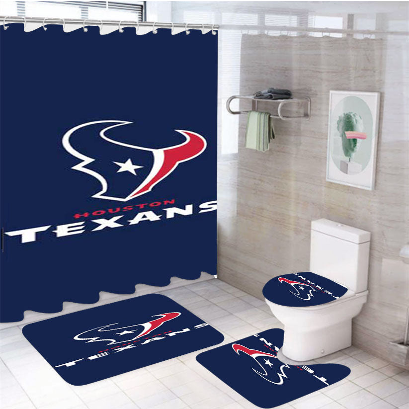 Houston Texans Plain 4Pcs Bathroom Set Shower Curtain