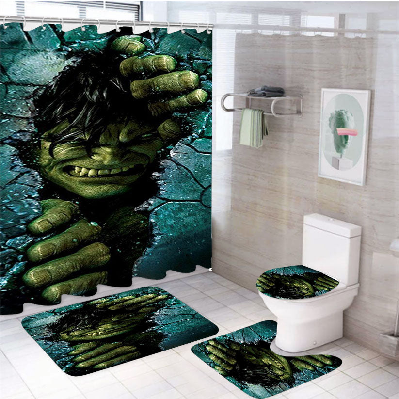 Hulk Broken Building Wall 4Pcs Bathroom Set Shower Curtain