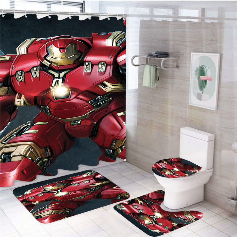 Hulk Buster Iron Man 4Pcs Bathroom Set Shower Curtain