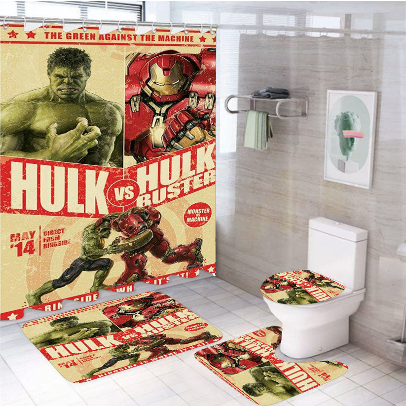 Hulk Vs Hulk Buster 4Pcs Bathroom Set Shower Curtain