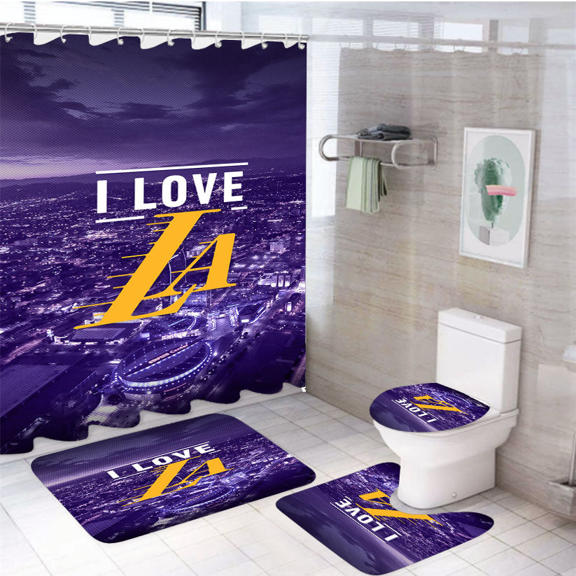 I Love La Lakers 4Pcs Bathroom Set Shower Curtain