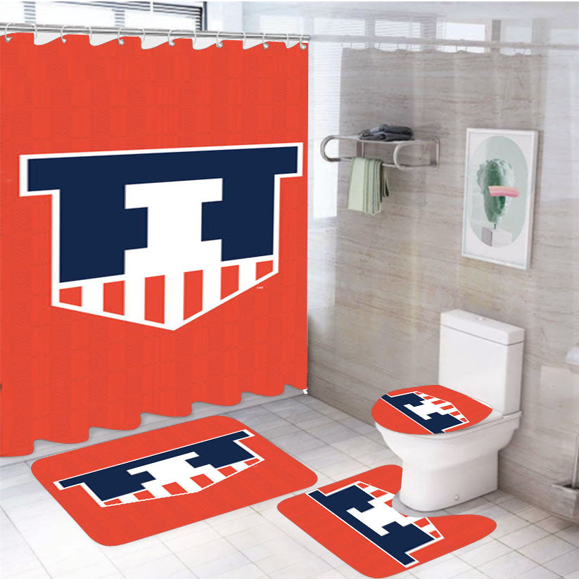 Illinois Shield 4Pcs Bathroom Set Shower Curtain