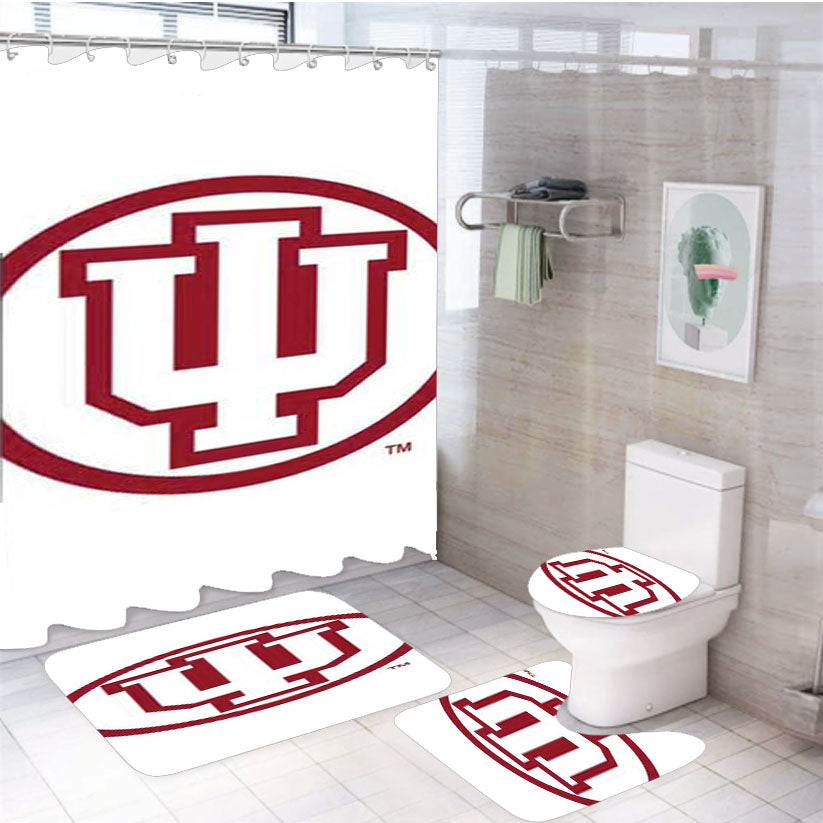 Indiana Hoosiers Logo On Wht 4Pcs Bathroom Set Shower Curtain