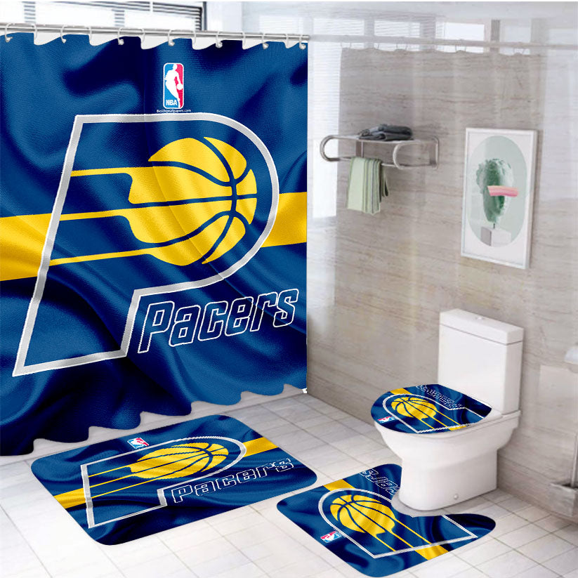 Indiana Pacers Basketball Club Logo 4Pcs Bathroom Set Shower Curtain