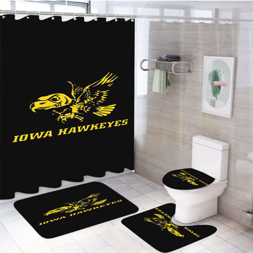 Iowa Hawkeyes Bird Logo 4Pcs Bathroom Set Shower Curtain