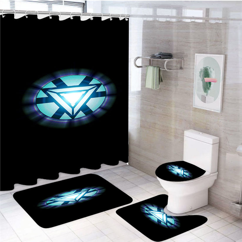 Iron Man Arc Reator Triangel 4Pcs Bathroom Set Shower Curtain