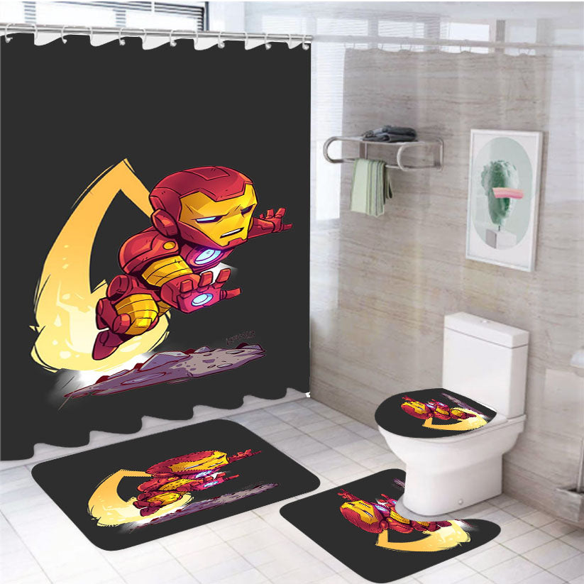 Iron Man Hd Wallpaperr 4Pcs Bathroom Set Shower Curtain