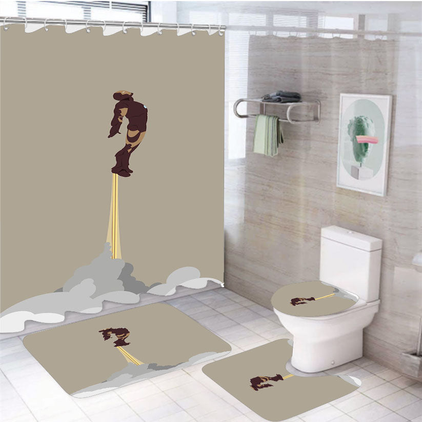Iron Man Wallpaper 4Pcs Bathroom Set Shower Curtain