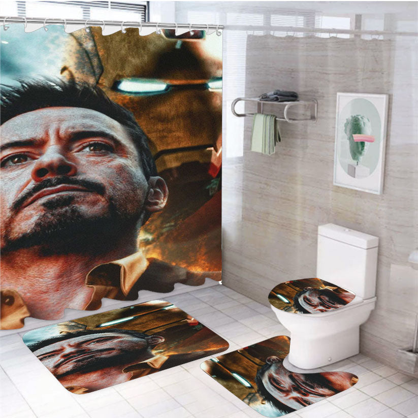 Ironman Tony Stark And His Armour 4Pcs Bathroom Set Shower Curtain