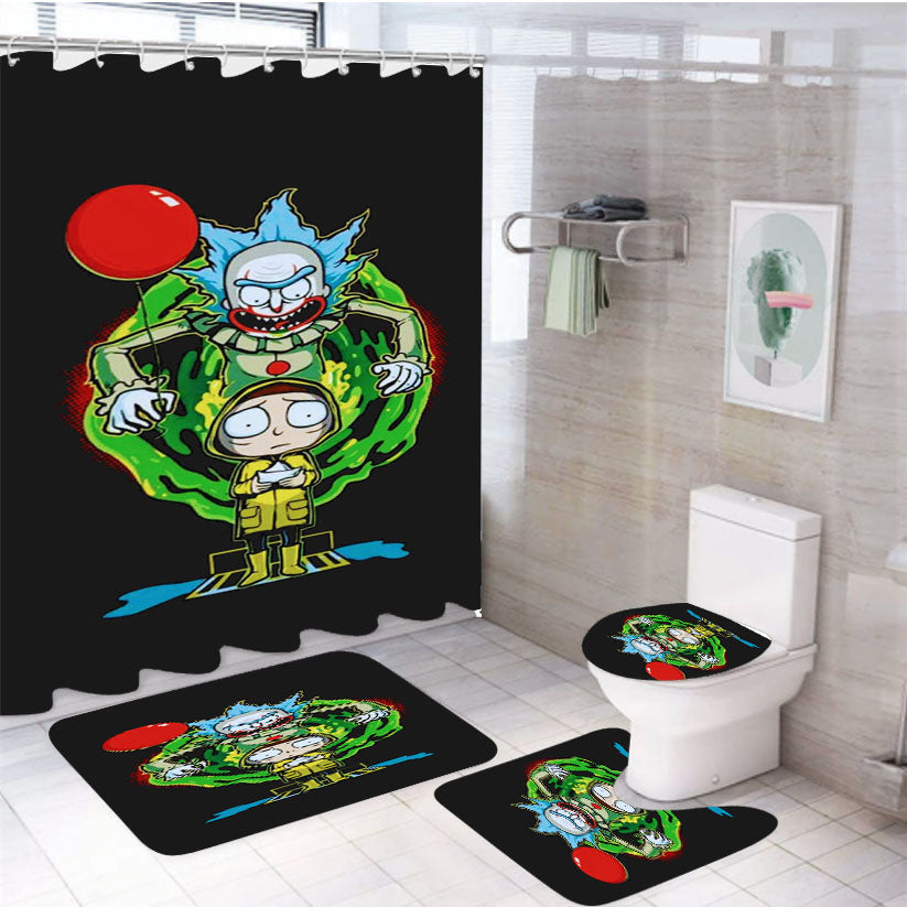 It Clown Pennywise Balloon 4Pcs Bathroom Set Shower Curtain
