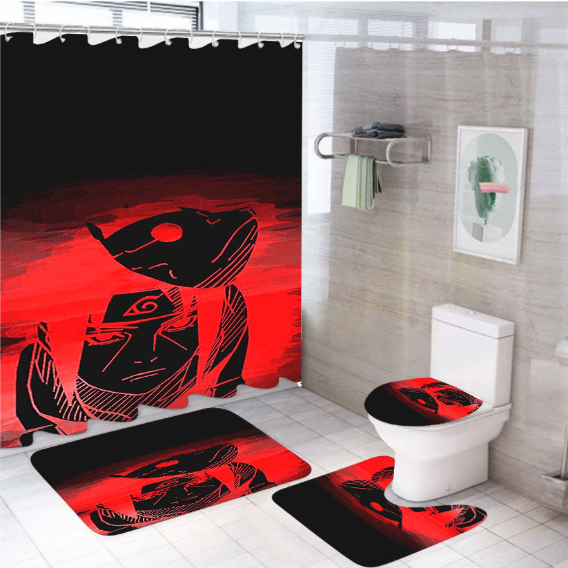 Itachi Mangekyo 4Pcs Bathroom Set Shower Curtain