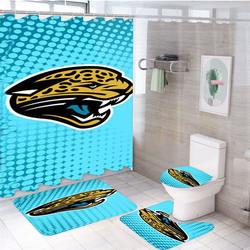 Jacksonville Jaguars Nfl Sport Logo 4Pcs Bathroom Set Shower Curtain